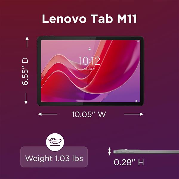 Tablet Lenovo Tab M11 con Tab Pen y Folio Case -  4GB RAM - 64GB SSD - 11" - Luna Grey